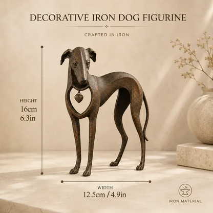 Heritage Heart Sighthound Sculpture – Vintage Iron Dog Accent for Timeless Interiors