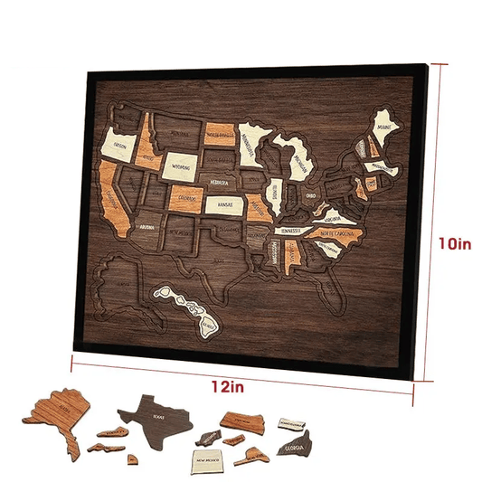 🔥Limited 49% off - USA Wooden Travel Map Puzzle for Adventure Lovers🧩