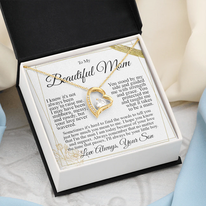 To My Mom - I Love You Heart Necklace