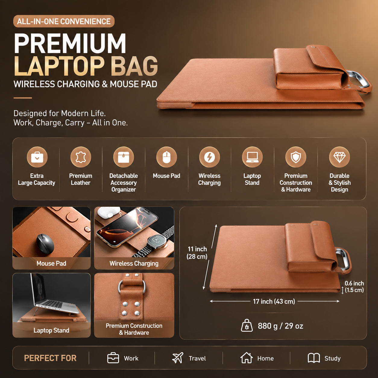 New Premium Wireless Charging Laptop Bag