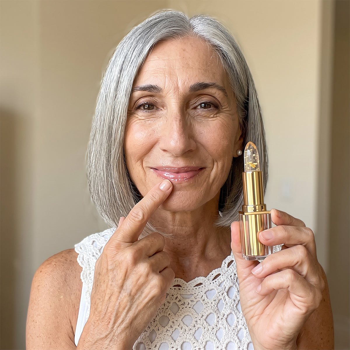 Woman testing Valuethese Signature Lipstick