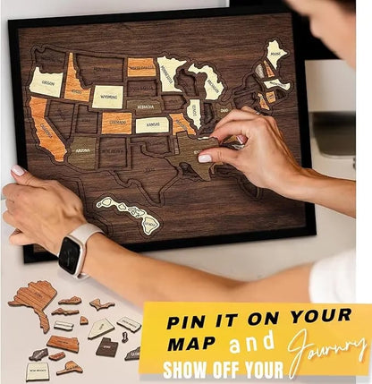 🔥Limited 49% off - USA Wooden Travel Map Puzzle for Adventure Lovers🧩