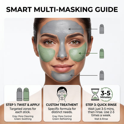 2pcs Blackhead Control & Acne Care Deep Cleansing Clay Stick Duo Set