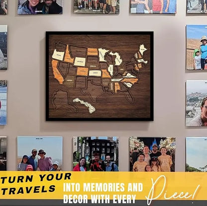 🔥Limited 49% off - USA Wooden Travel Map Puzzle for Adventure Lovers🧩