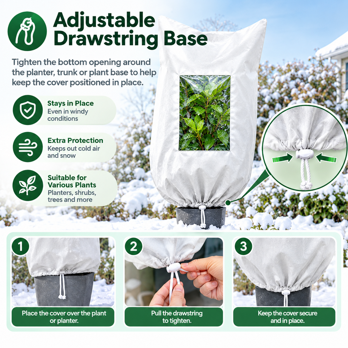 🌿 WINTER GARDEN ESSENTIAL | Plant Frost Protection Cover – Breathable Reusable Cover for Shrubs, Pots & Young Trees