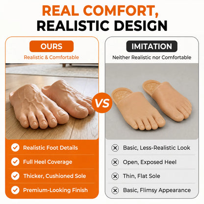 🤣🎁Realistic Barefoot Prank Slippers – The Gift That Gets Everyone Laughing