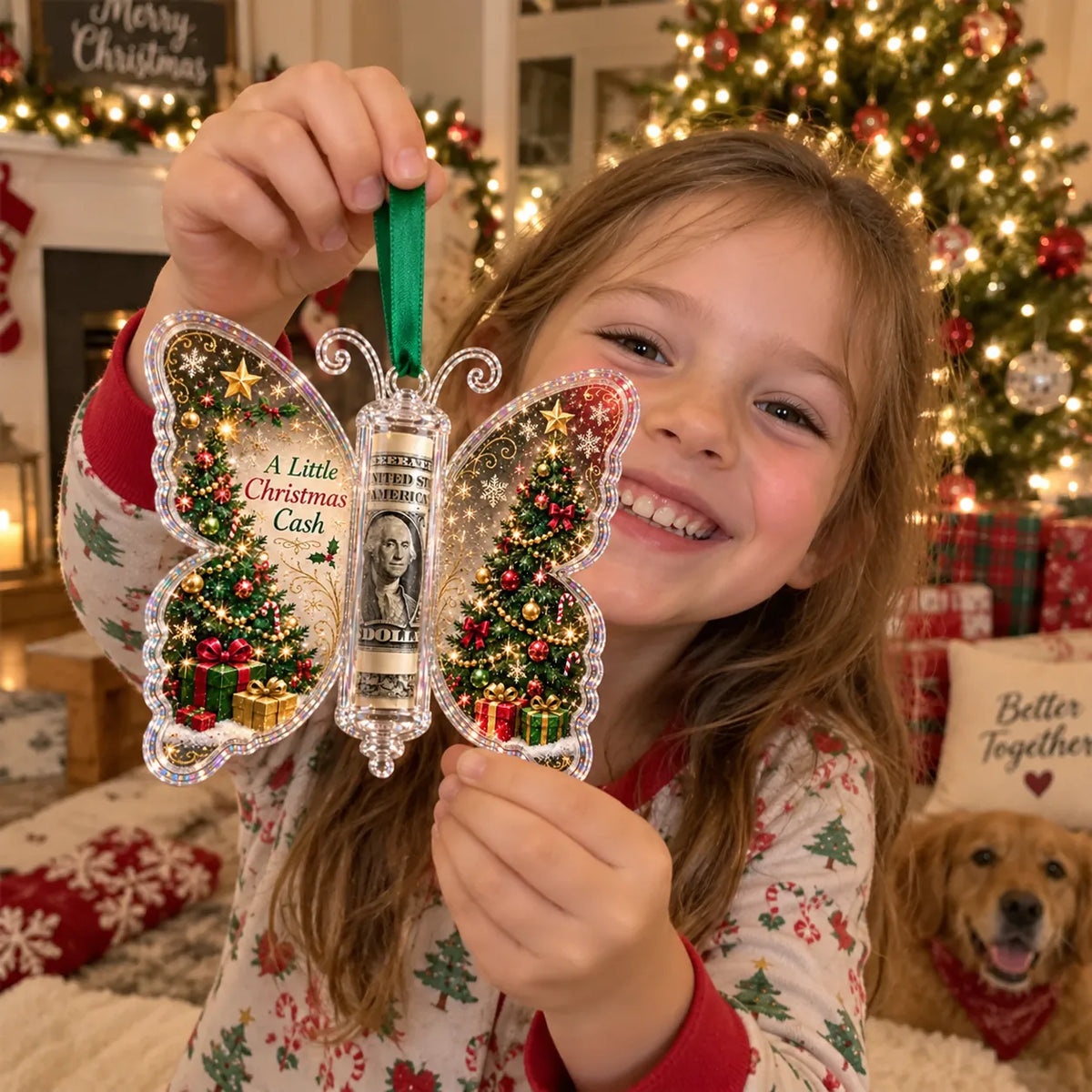 🦋💵 3D Embossed Butterfly Christmas Cash Gift Ornament – Holiday Money Holder Keepsake 🎄✨