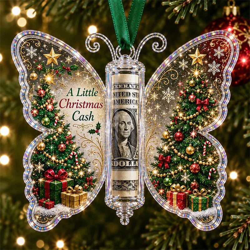 🦋💵 3D Embossed Butterfly Christmas Cash Gift Ornament – Holiday Money Holder Keepsake 🎄✨