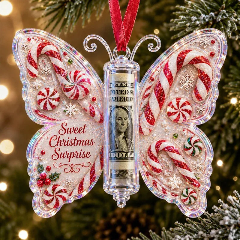🦋💵 3D Embossed Butterfly Christmas Cash Gift Ornament – Holiday Money Holder Keepsake 🎄✨