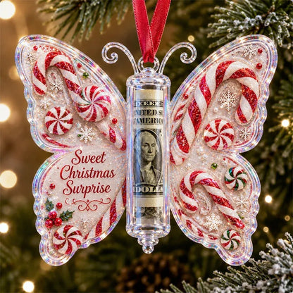 🦋💵 3D Embossed Butterfly Christmas Cash Gift Ornament – Holiday Money Holder Keepsake 🎄✨
