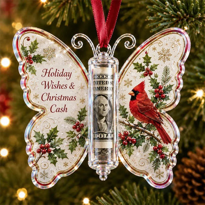 🦋💵 3D Embossed Butterfly Christmas Cash Gift Ornament – Holiday Money Holder Keepsake 🎄✨