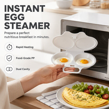 🥳2026 HOT SALE🥳💞50K+ SOLD! 🥗🎁 50% OFF! Microwave Egg Poacher——Dual‑cavity, non‑stick & easy clean. Healthier than frying – stock up & save! 🏠✅
